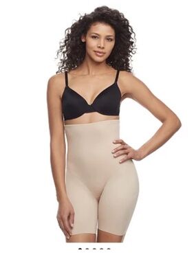 Naomi & Nicole Luxe Shaping Hi-Waist Thigh Slimmer Back Magic Cupid Nude XL NWT